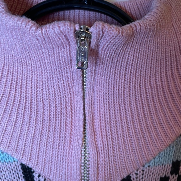 Vintage 80’s Pink Gray Black Art Deco Dressy Tessy Sweater w Shoulder Pads Sz S - Picture 6 of 7